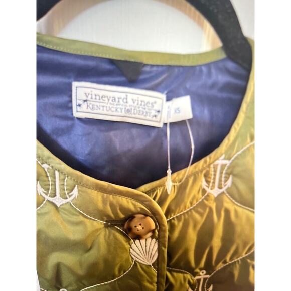 NWOT VINEYARD VINES KENTUCKY DERBY QUILTED EMBROIDERED OLIVE NAUTICAL JACKET SML - Picture 2 of 7